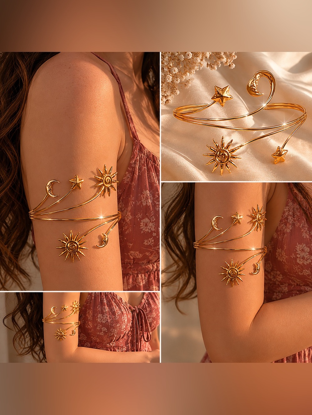 ✨ Celestial Sun & Moon Arm Cuff Bracelet ✨